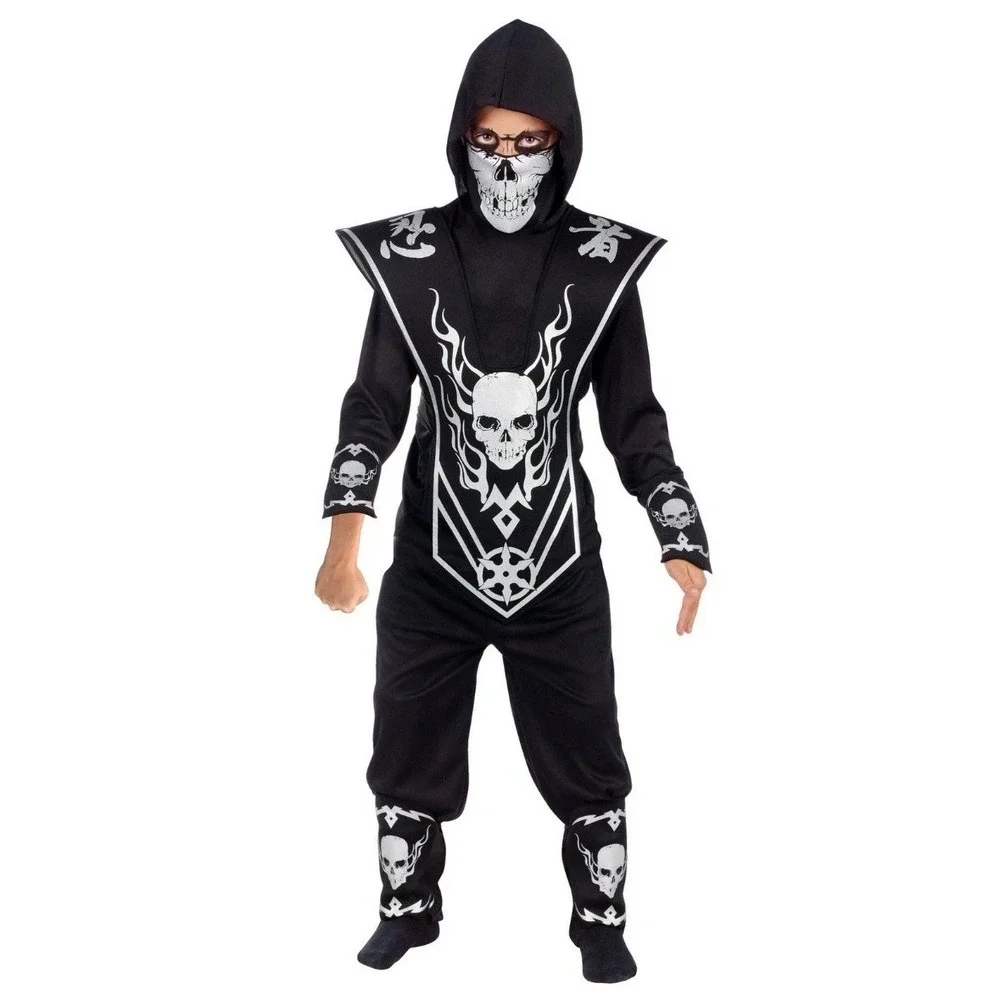 Fun World Silver Skull Ninja‎ Halloween Costume Multicolor Size Boys L (10/12)